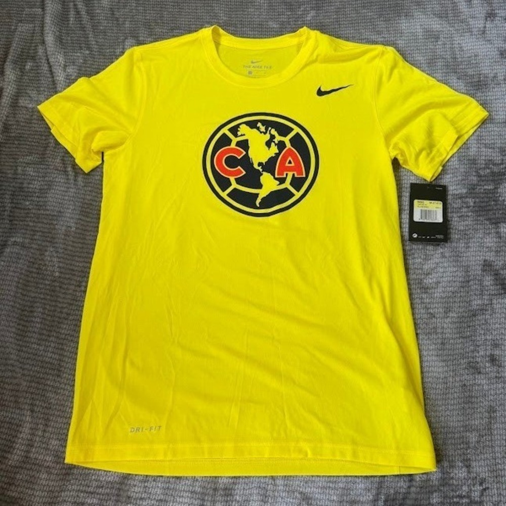 Nike Club America Dri-FIT Soccer T-Shirt‎ Yellow Mens Small AV4714-719 NWT